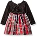 Youngland Baby Girls' Velour Bodice Long Sleeve Taffeta Plaid Dress
