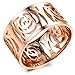 Women's Fashion Classic Flowers Hollow Stainless Steel Ring Lovely Rose Charming Lady Gril Band Gold