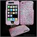 Apple iPhone 3G Cell Phone Full Diamond Bling Protective Case Cover Pink with White Cherry Blossoms Design