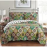 Bonnie King/Cal King Size, Over-Sized Quilt 3pc set, Luxury Microfiber Printed Coverlet by sheetsnthings