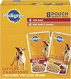PEDIGREE LITTLE CHAMPIONS Meaty Ground Beef Variety Pack Wet Dog Food, 5.3 ounce pouches, Case of 4
