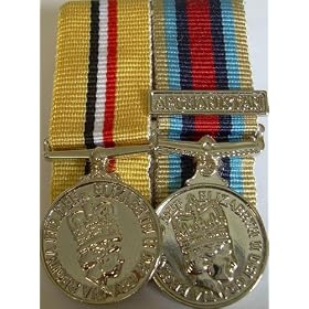 MINIATURE OP TELIC (IRAQ) AND OSM AFGHANISTAN MEDAL COURT MOUNTED