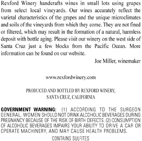 2009 Rexford Winery Pinot Noir Santa Cruz Mountains, Regan Vineyards 750 mL