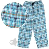Turquoise and Blue Plaid Flannel Pajama Pants for Women