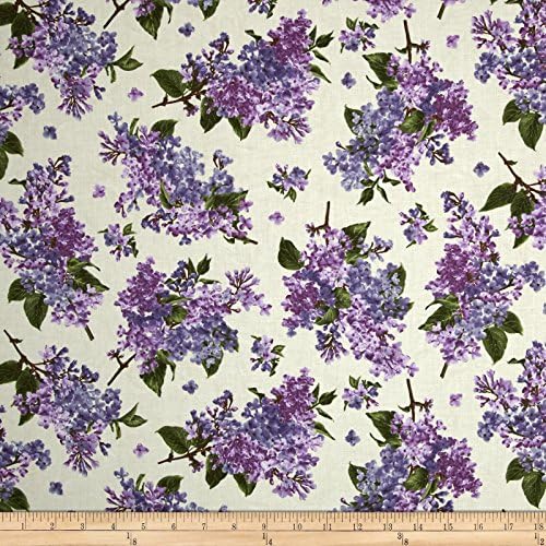 Fresh Lilacs Large Lilac Toss Cream Fabric