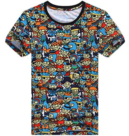UUROS Men's Short Sleeve Slim Summer T Shirt with Cartoon Print Tee 2XL