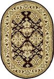 Safavieh Heritage Collection HG817B Handmade Espresso and Ivory Hand-Spun Wool Oval Area Rug, 4-Feet 6-Inch by 6-Feet 6-Inch