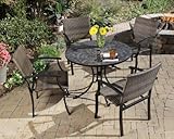 IMAGE OF 5pc Outdoor Dining Table and Arm Chairs Set in Black Finish