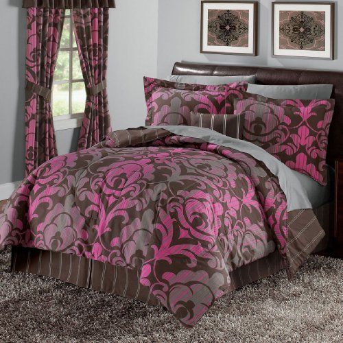 Brylane Home Comforter Set (PINK BROWN,FULL)
