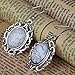 Yazilind Vintage White Oval Stone Dangle Drop Hook Alloy Earrings Women Gift