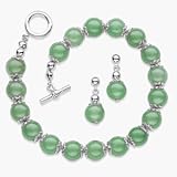 Genuine Jade Bead Bracelet & Earrings Set