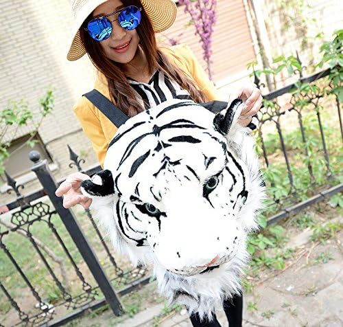 Gmin Wild Animal Tiger Head Bag Panda Head Bag Leopard Head Bag Backpack Knapsack (Tiger White)