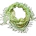 Green Lace Tassel Sheer Burntout Floral Print Triangle Mantilla Scarf Shawl