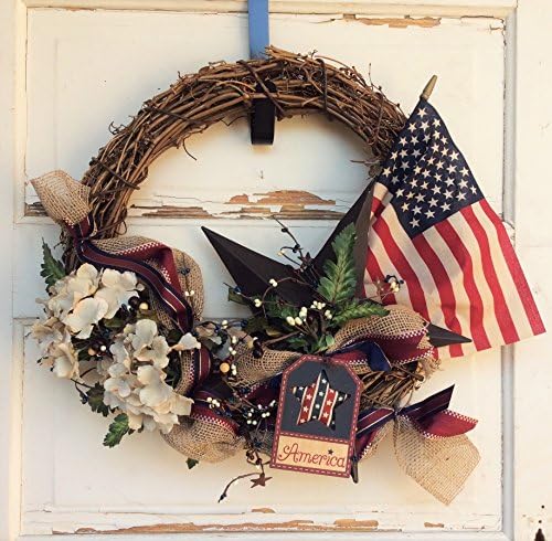 AG Designs Patriotic Decor - Grapevine Lighted Garland & Wreath Set