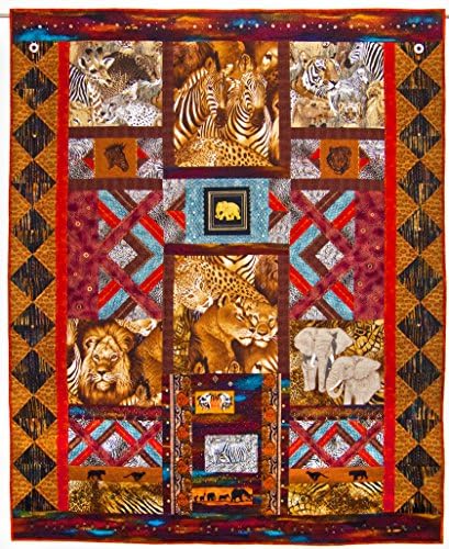 Textile Wall Hanging African Animals Art Quilt 55" x 67"