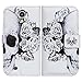 Bfun Packing Bcov White Floral Skull Slot Wallet Leather Cover Case for Samsung Galaxy S4 GS4