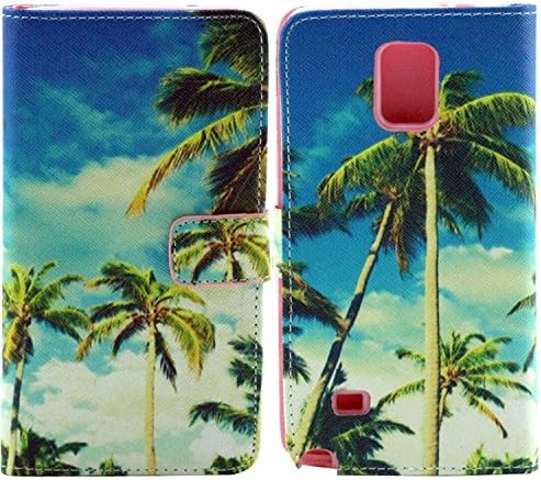 Vkied Samsung Galaxy Note 3 N9000 leather Case (coconut tree) Pattern Fashion Printing Wallet Cards Slots Flip Magnet Stand Leather Carry Case with Screen Protector and Cleaning Cloth