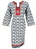 Womens Indian Ethnic Kurta Tunic Embroidered Neckline Boho Dress Xl