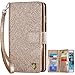 BENTOBEN iPhone 6S Case, iPhone 6 Case, Glitter iPhone 6S Wallet Case Sparkle Flip Faux Leather Credit Card Holder Cash Pockets Wristlet Magnetic Protective Case for iPhone 6 / 6S (4.7 Inch), Gold