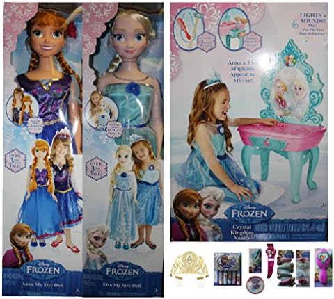 Disney Frozen Ultimate Bundle with Crystal Kingdom Vanity, Elsa and Anna My Size Dolls and BONUS accessories
