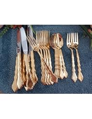 Single Detail Page Misc: Oneida Community USA Gold Flatware GOLDEN DUET 20pc Lot Key Pieces EXCELLENT - Oneida Community Vintage Gold Electroplate