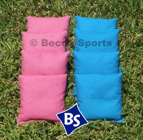 Weather Resistant Cornhole Bags Set - 4 Pink & 4 Turquoise