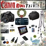 Canon EOS Rebel T1i 15.1MP Digital SLR Camera Extreme Starter Holiday Kit with EF-S 18-55mm IS, EF 75-300mm f/4-5.6 III, Opteka 7″ Digital Picture Frame, 53″ Travel Tripod, Extra LP-E5 Battery, 16Gb SD Card with Reader and Much More