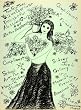 1950 Original Lithograph Flower Bouquet Eleonore Mizzy School Art Studies Guitar - Original Lithograph