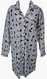 RocketWear Women's Raining Cats and Dogs Print Long Sleeve Cotton Knit Button Front Nightshirt