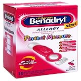 Benadryl Children's Perfect Measure Pre-Filled Single Use Antihistamine Spoons, Cherry Flavored Liquid, 10-Count Spoons (Pack of 3)