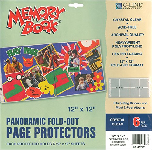 Memory Book 12 Inch x12 Inch Panoramic Fold-Out Page Protectors - 6PK