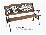 DC America SL2006-WT, Wine Tasting Park Bench, Cast Iron Frame and Hardwood Slats, Rust Resistant Bronze Finish