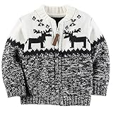 カーターズ carter's 男の子用黒x白トナカイさん柄フェアアイルジップアップカーディガン (6months(61-67cm)) [並行輸入品]