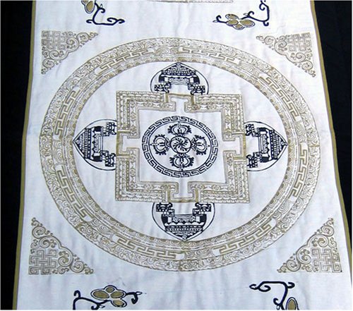 Gorgeous Meditation Mat with Golden Mandala Block Print