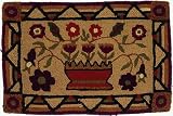 Rug Country Rustic Primitive Wool Hooked Country Flowers Wall Hanging