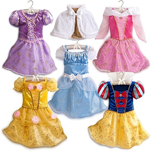 Disney Girls Princess Dress Up Wardrobe Set 5 Gowns Capelet