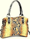 Large Snake Print Leather Handbag Purse By Fash