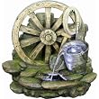 Yosemite Home Decor CW09058 Wagon Wheel Fountain with LED Accent Lighting, Brown