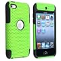 eForCity Hybrid Case compatible with Apple&reg; iPod touch&reg; 4th Generation, Black Skin/ Green Meshed Hard