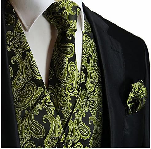 Green Paisley Tuxedo Vest Set