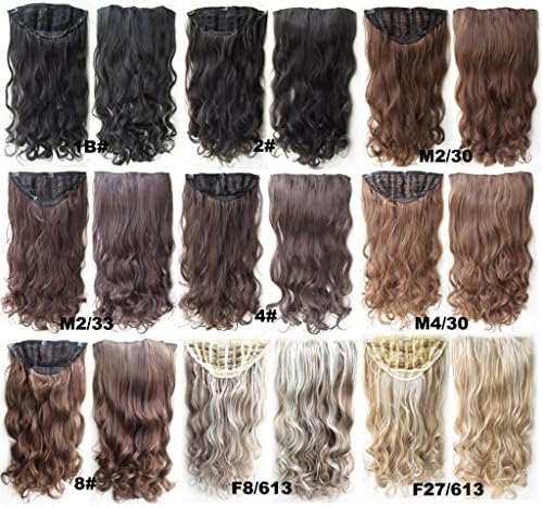 24inch long Wavy Hairpieces synthetic 7 Clip-in Hair Extensions Wigs 613#lightest blonde