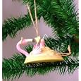 Tropical Pink Flamingo Beach Sand Tiki Bar Hanging Christmas Ornament