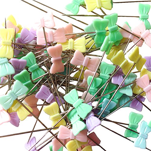 Rimobul Quilting Quilter's 1.6'' Flat Bowknot Head Pins Boxed, 100 Per Pack - Pastel Color