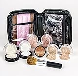 XXL KIT with BRUSH & CASE Full Size Mineral Makeup Set Bare Skin Powder Foundation Cover (Warm (most neutral))