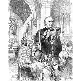 Photographic Print of W.E. Gladstone reading the lesson, Hawarden Church from Mary Evans