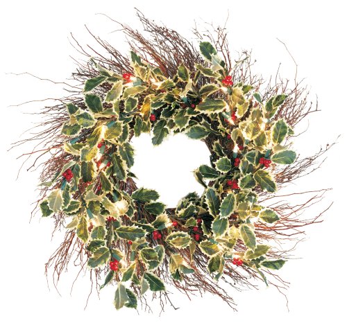 GKI Bethlehem Lighting 20-Inch 35-Light Weatherproof Holly Wreath