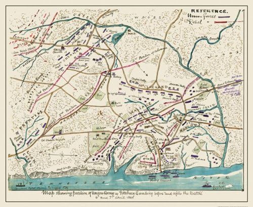 Civil War Maps - SHILOH BATTLEFIELD TENNESSEE (TN) CIVIL WAR MAP 1862 - Glossy Satin Paper