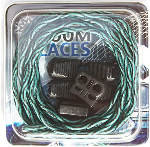 BOOMLACES "Laces With Power" No Tie Shoelaces For Boys, Girls, Men, &amp; Women (Green/Black Shoelaces)