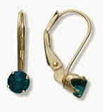 May 14 Karat Yellow Gold 4mm Emerald Leverback Gem Earrings
