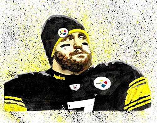 HAND DRAWN Artist Watercolor Original 8" x 10" PRINT of BEN ROETHLISBURGER of the Pittsburgh Steelers! Available in 11x14, and 20x30 Prints as well!!